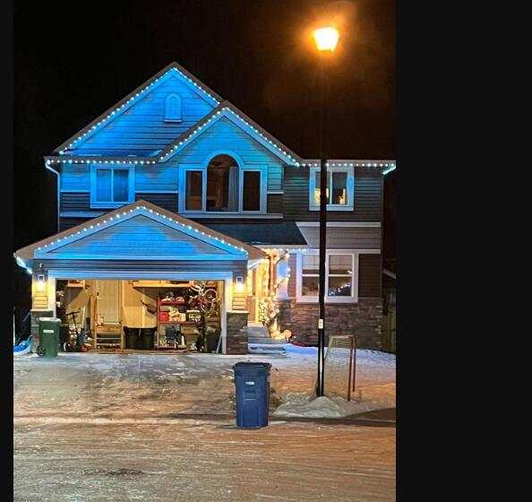 Permanent Lighting System display on a house