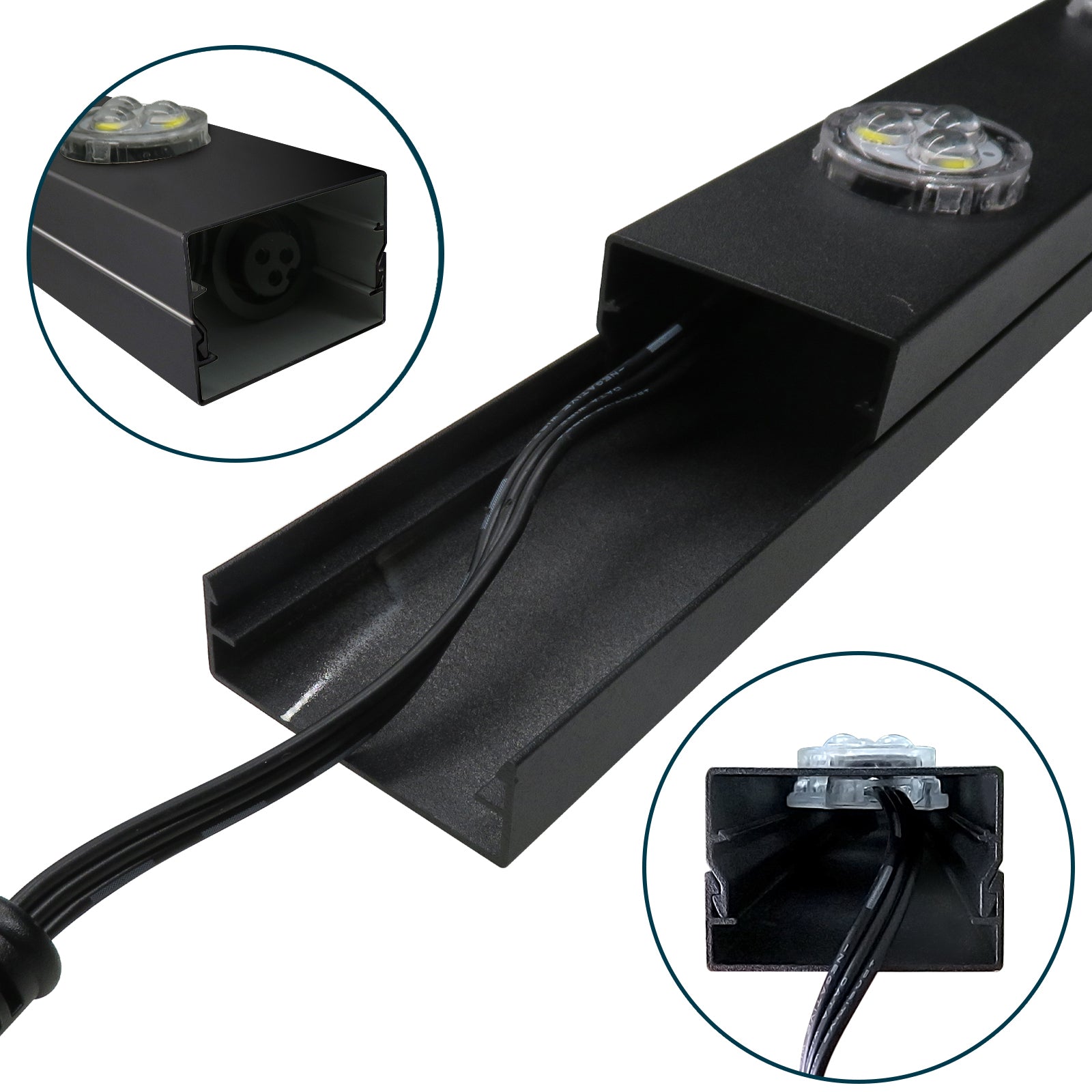 Black aluminum tracks for Permanent Lighting System