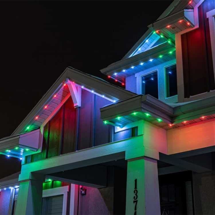 Permanent Lighting System display on a house