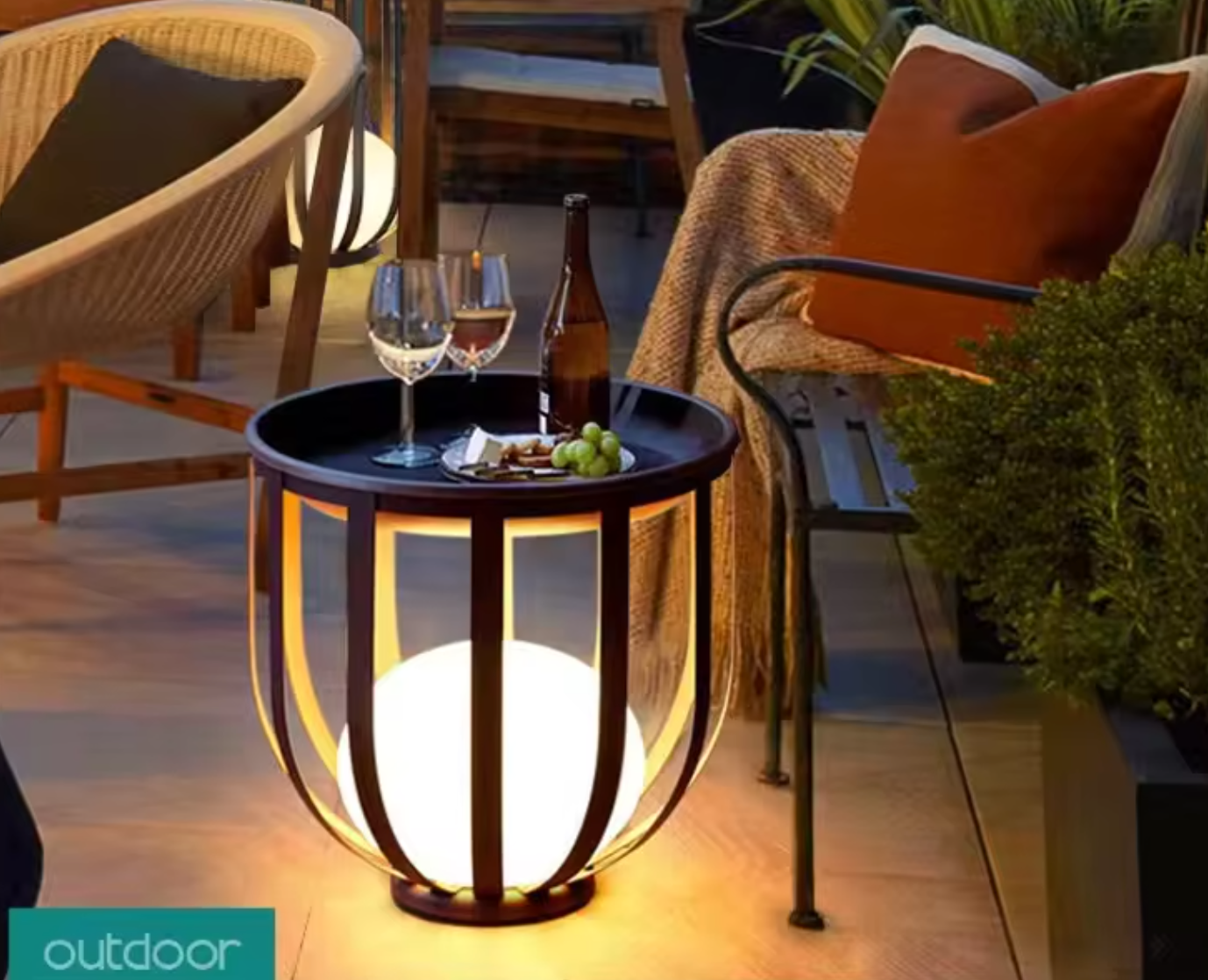 SolarGlow Patio Lantern with Tray